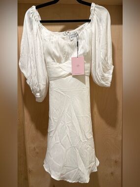 Hello Molly White Mini Dress with Puff Sleeves
